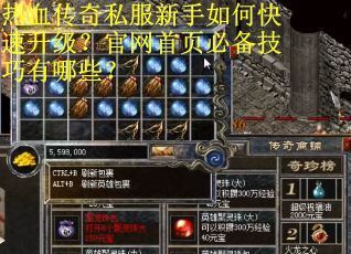 热血传奇私服新手如何快速升级？官网首页必备技巧有哪些？